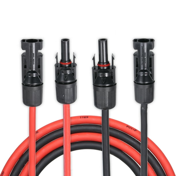 30 Feet Red 10AWG Solar Panel Extension Cable Wire with Female and Male Connector 1 Pair 30 Feet Black